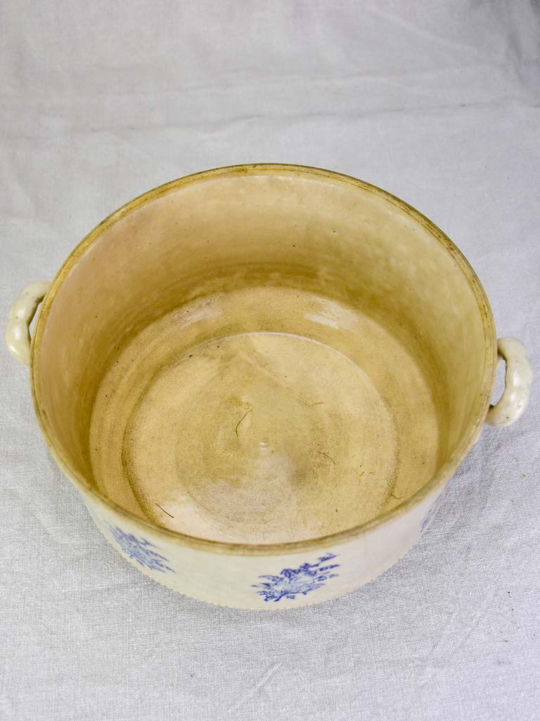 Antique Saint-Uze soup tureen with blue flowers