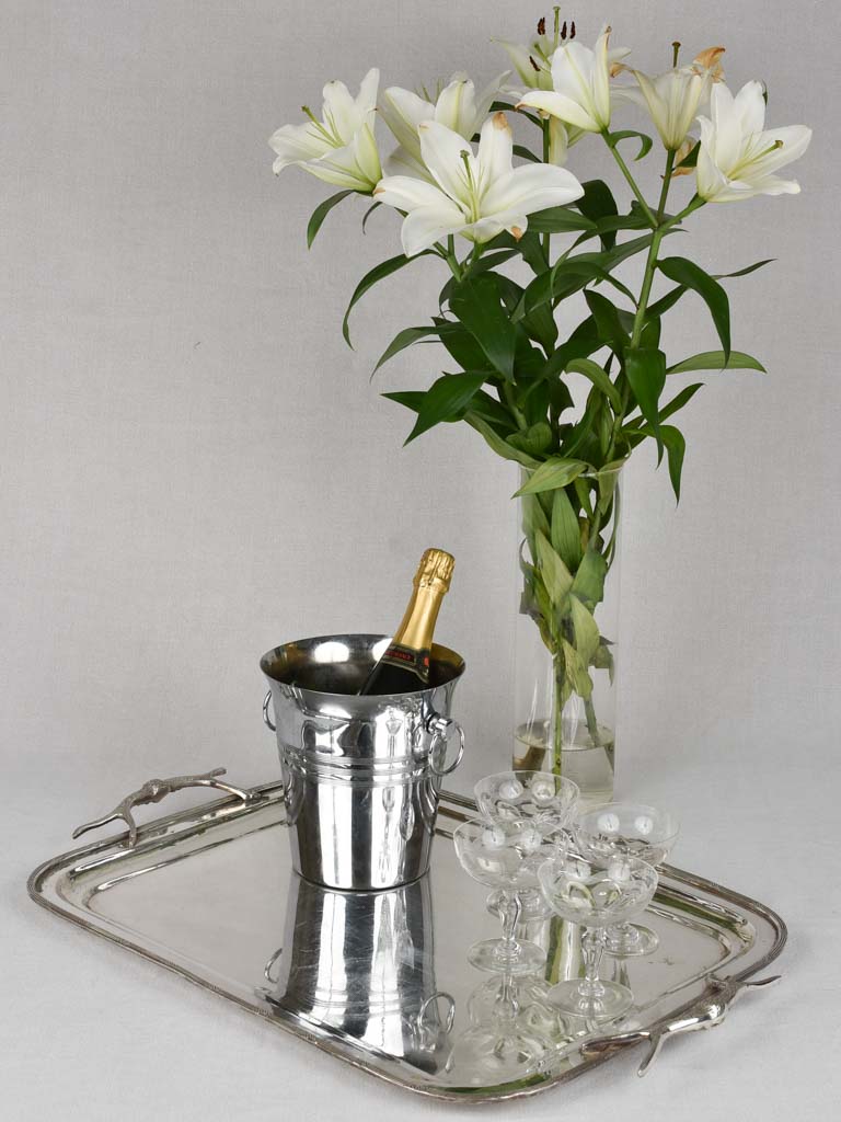 Large silver plated platter with antler shaped handles 24½"