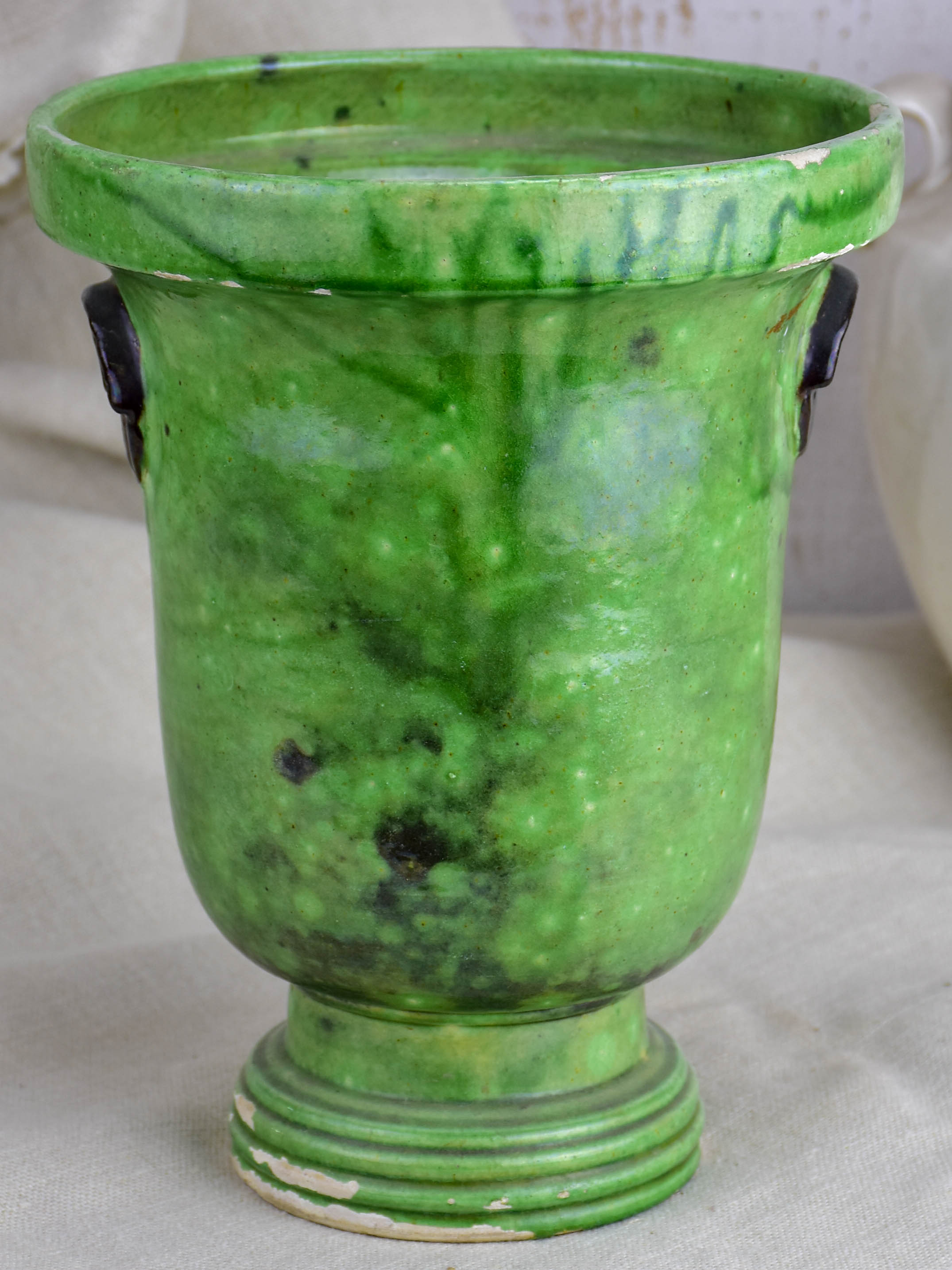 Vintage French vase from Dieulefit with green glaze