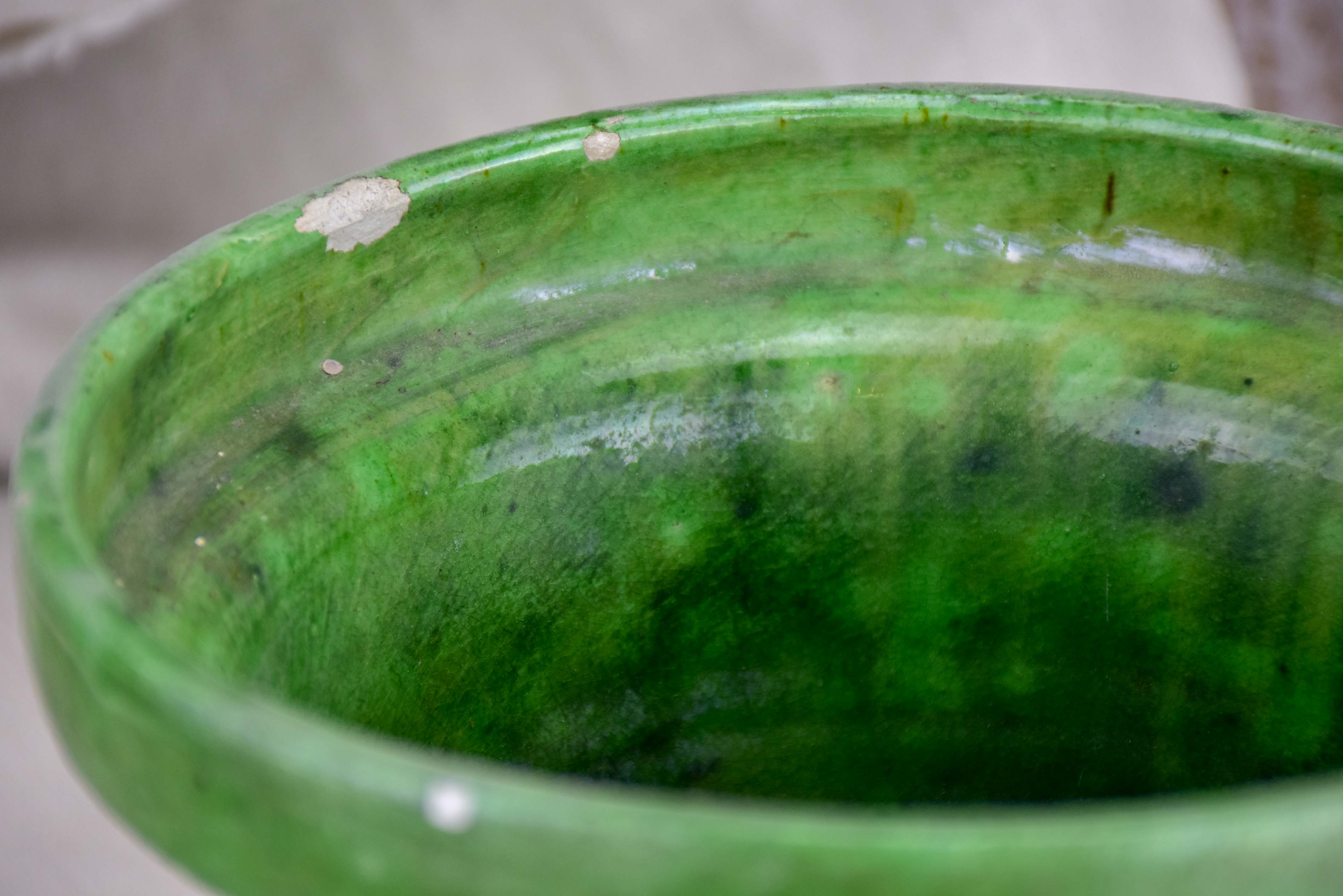 Vintage French vase from Dieulefit with green glaze