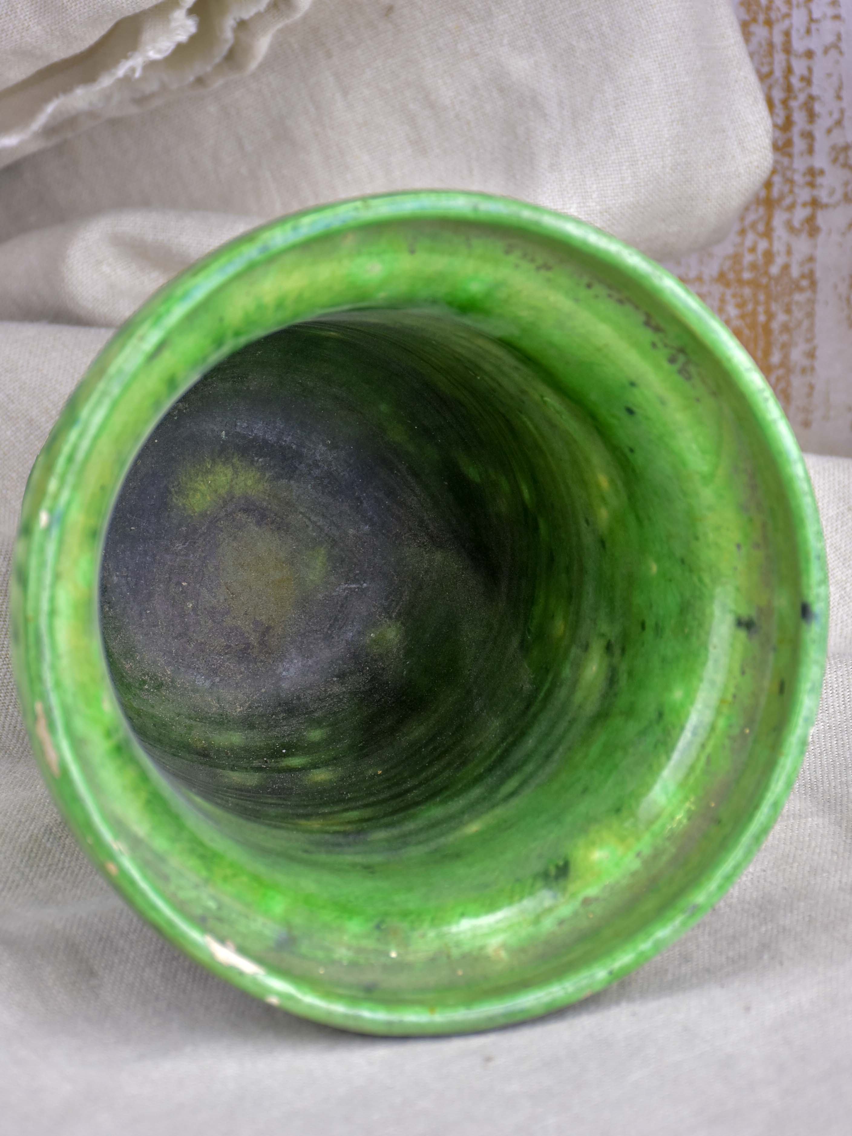Vintage French vase from Dieulefit with green glaze