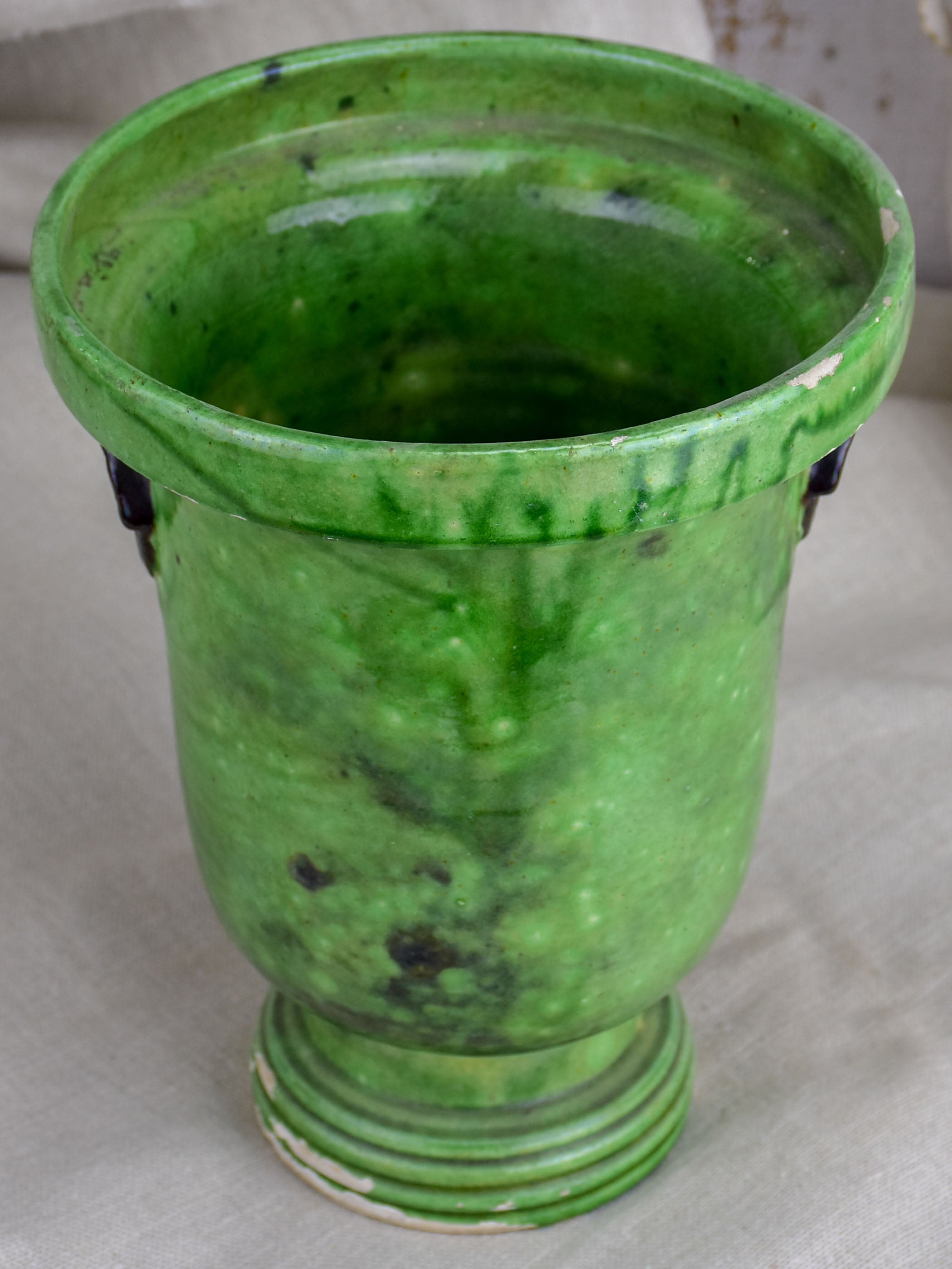Vintage French vase from Dieulefit with green glaze