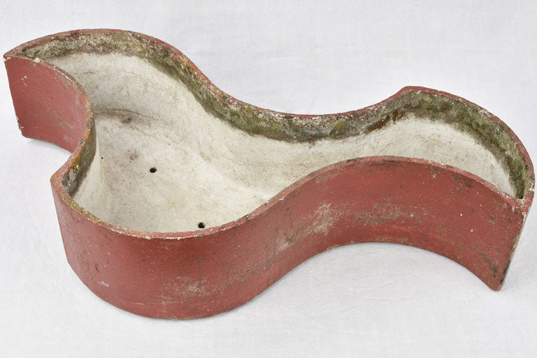 Pair free form planters w/ red patina 35"