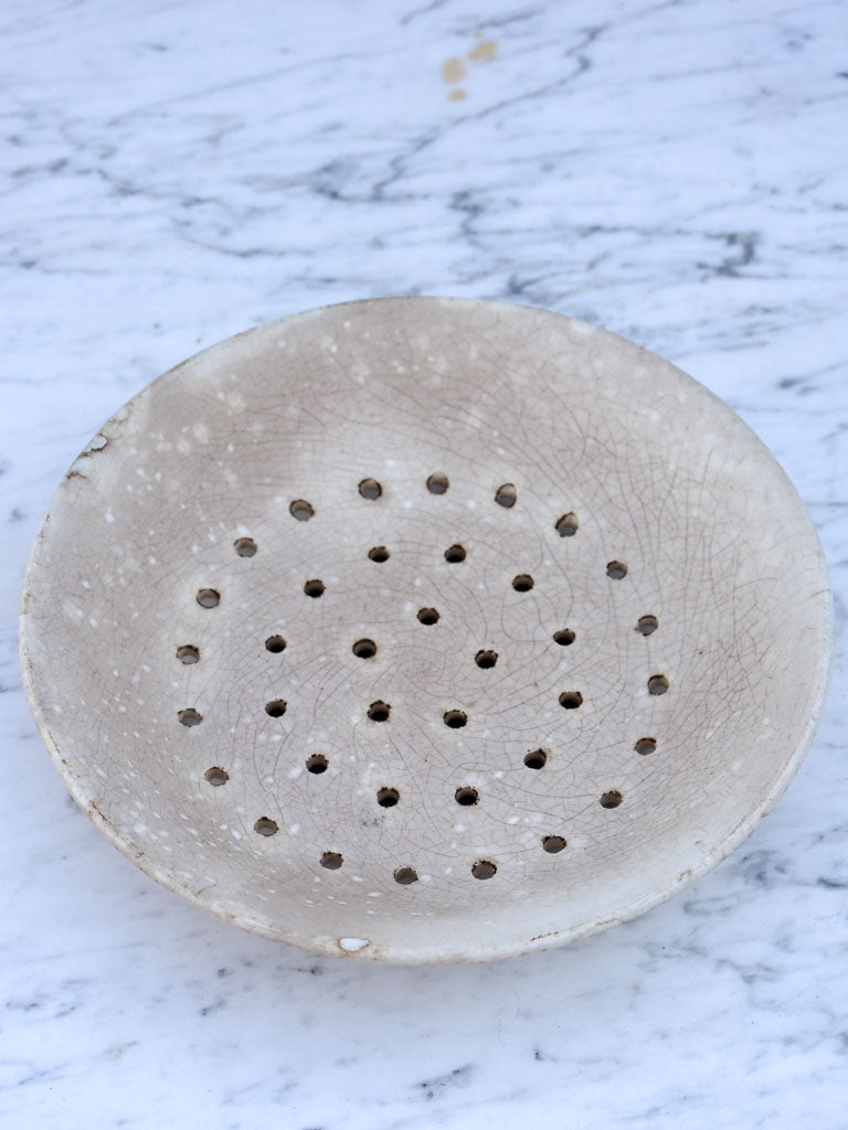 Small antique French cheese faisselle - faience