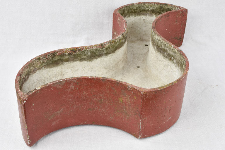 Pair free form planters w/ red patina 35"