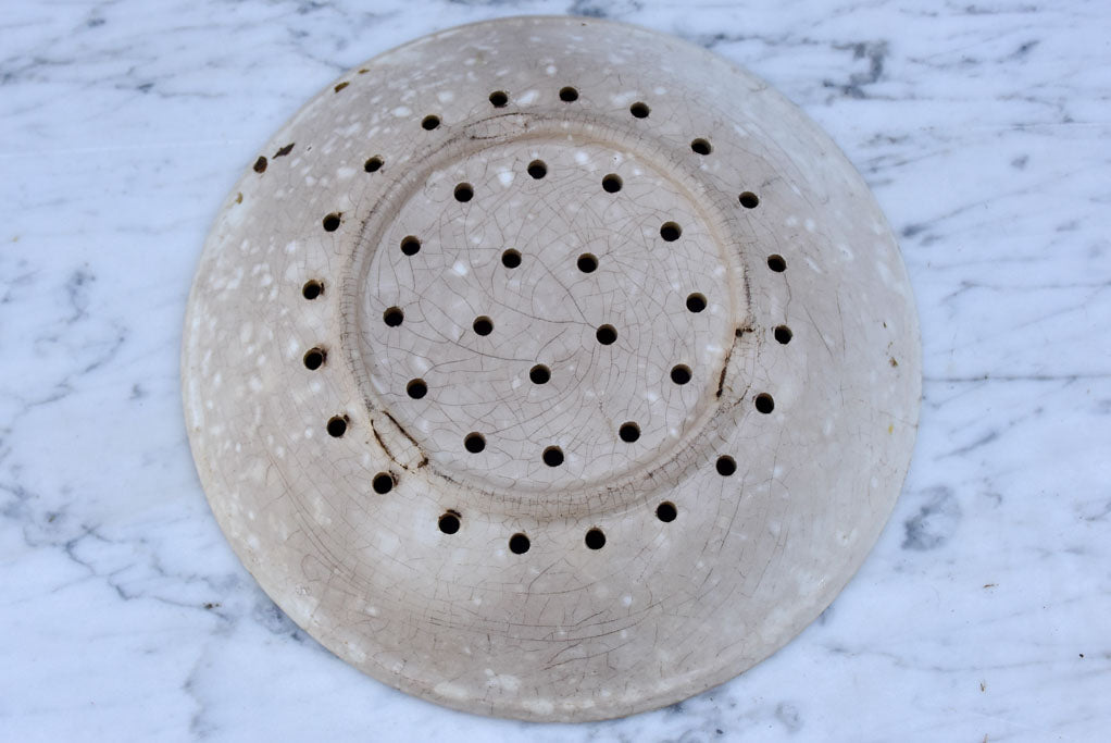 Small antique French cheese faisselle - faience