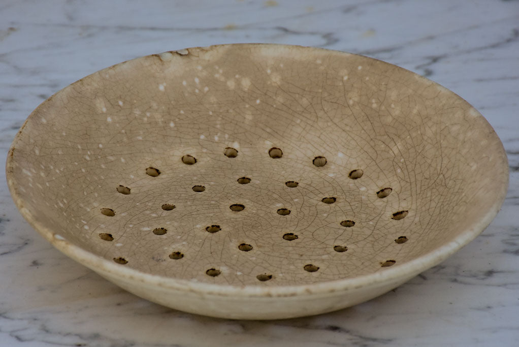 Small antique French cheese faisselle - faience