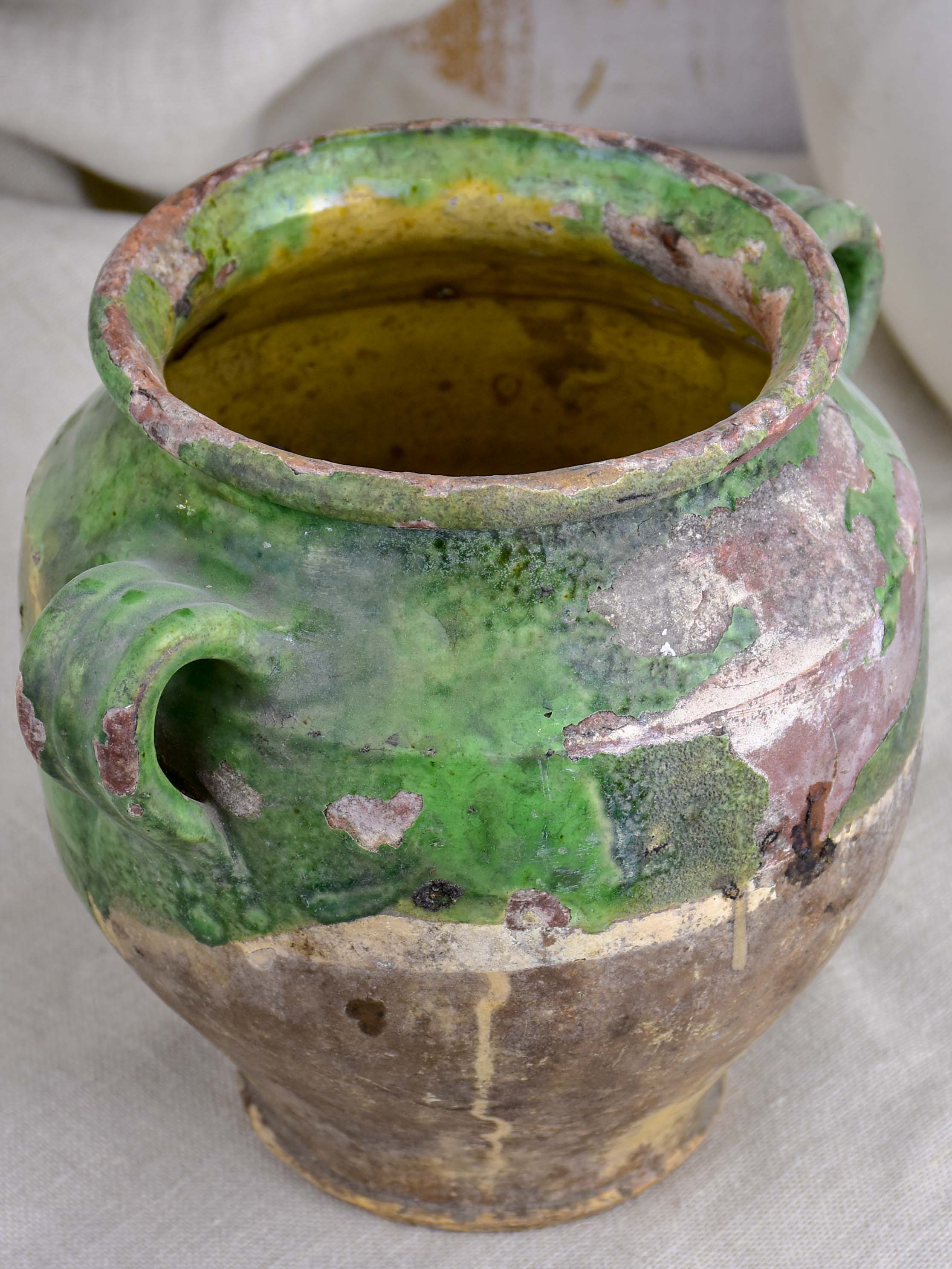 19th Century French confit pot with green glaze