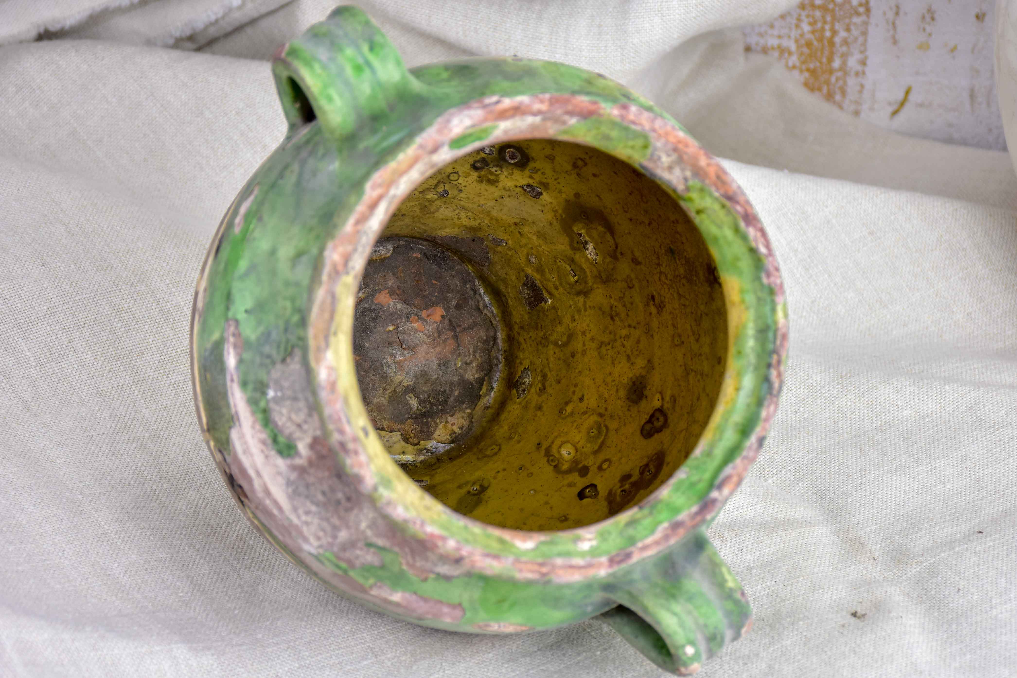 19th Century French confit pot with green glaze
