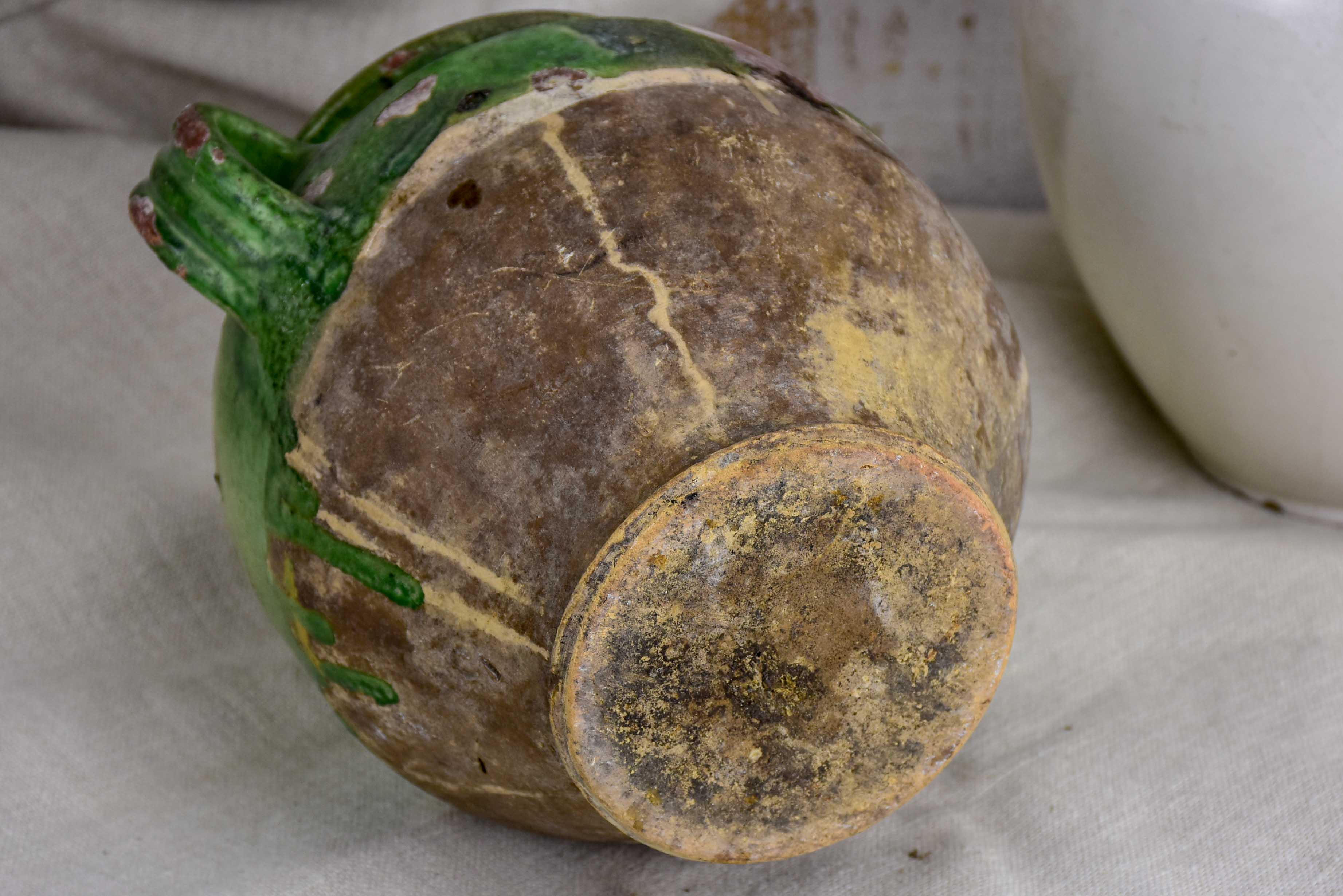 19th Century French confit pot with green glaze