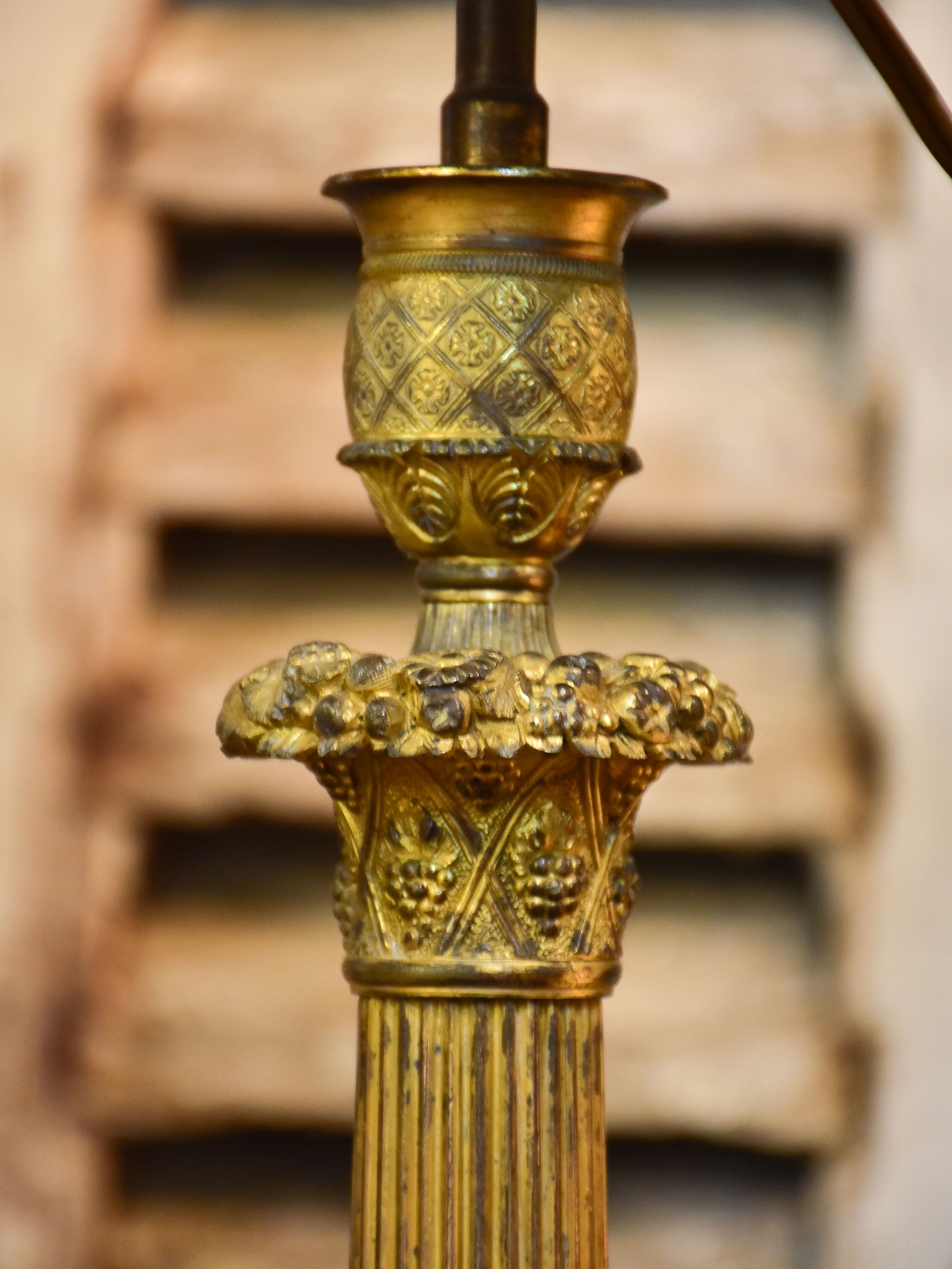 19th century French candlestick lamp