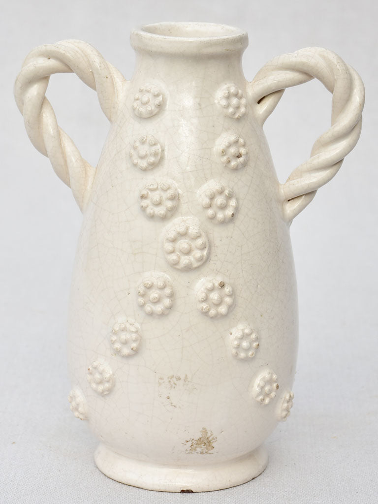 Mid century white vase from Malicorne 9¾"
