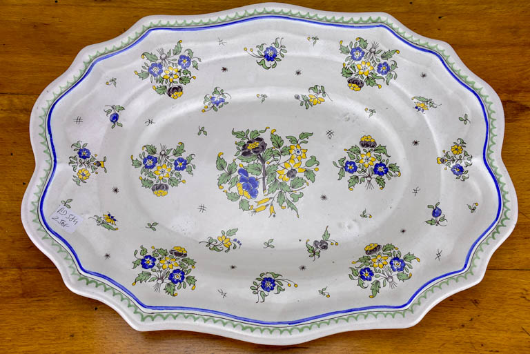 Large mid century Moustiers faience soup tureen and platter