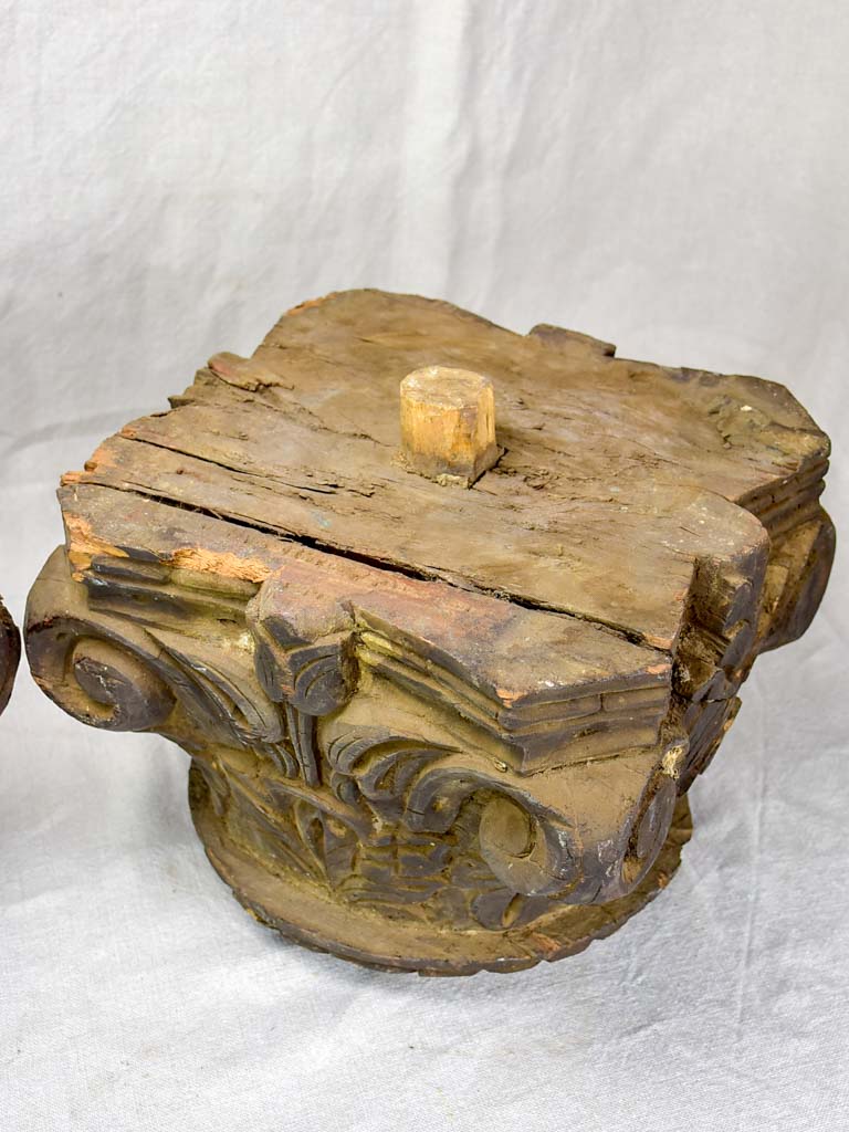 Pair of antique salvaged column capitals