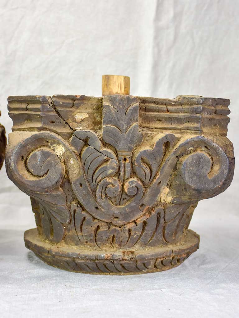 Pair of antique salvaged column capitals