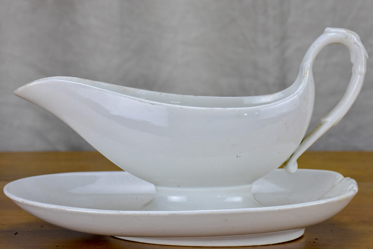 Two antique French faience sauce boats