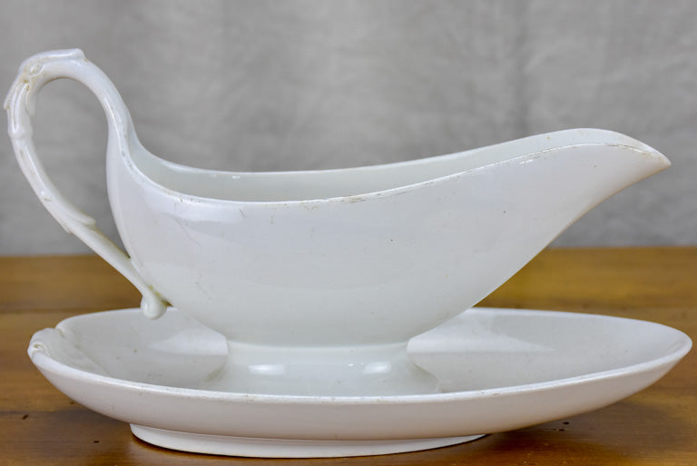Two antique French faience sauce boats