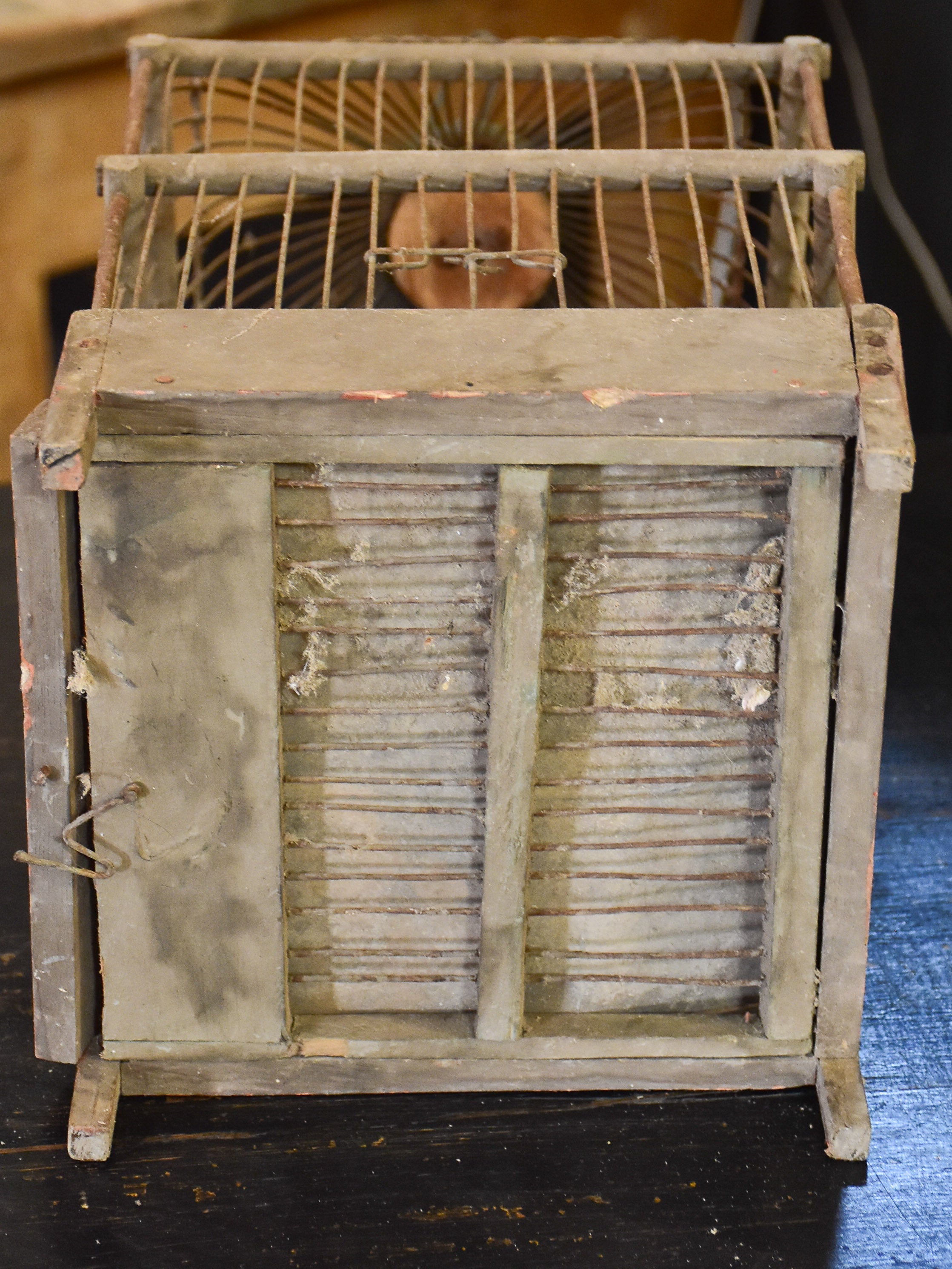Pair of rustic antique French birdcages