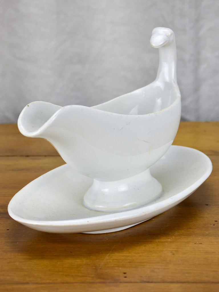 Two antique French faience sauce boats