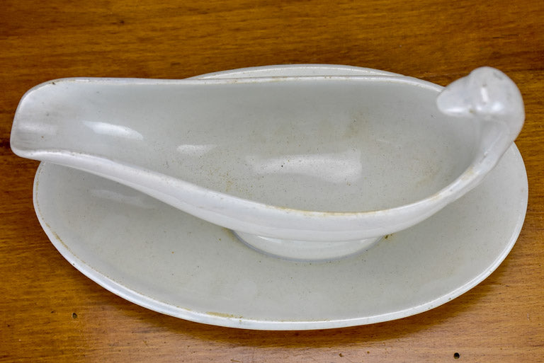 Two antique French faience sauce boats