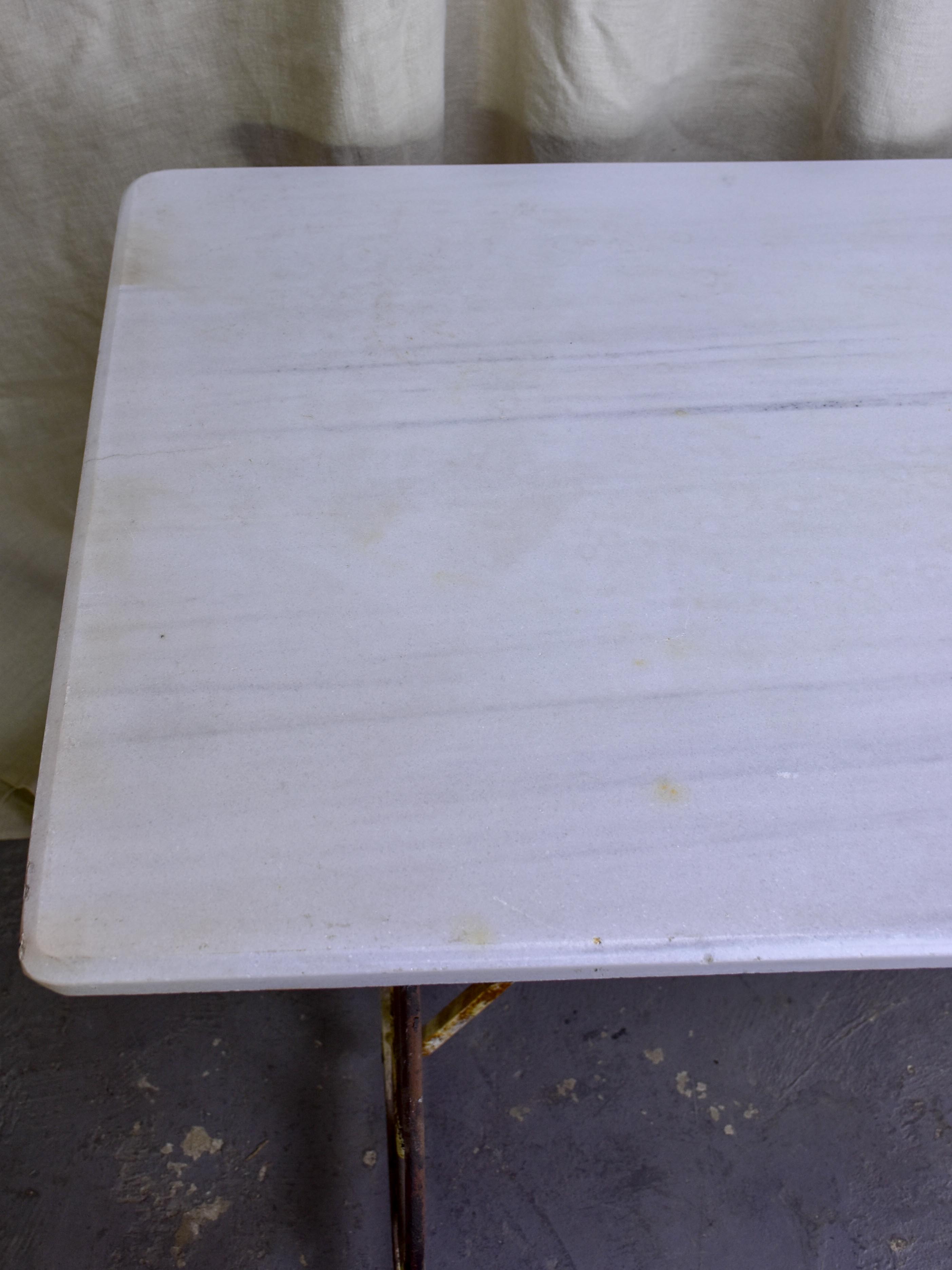 Rectangular French garden table with marble top