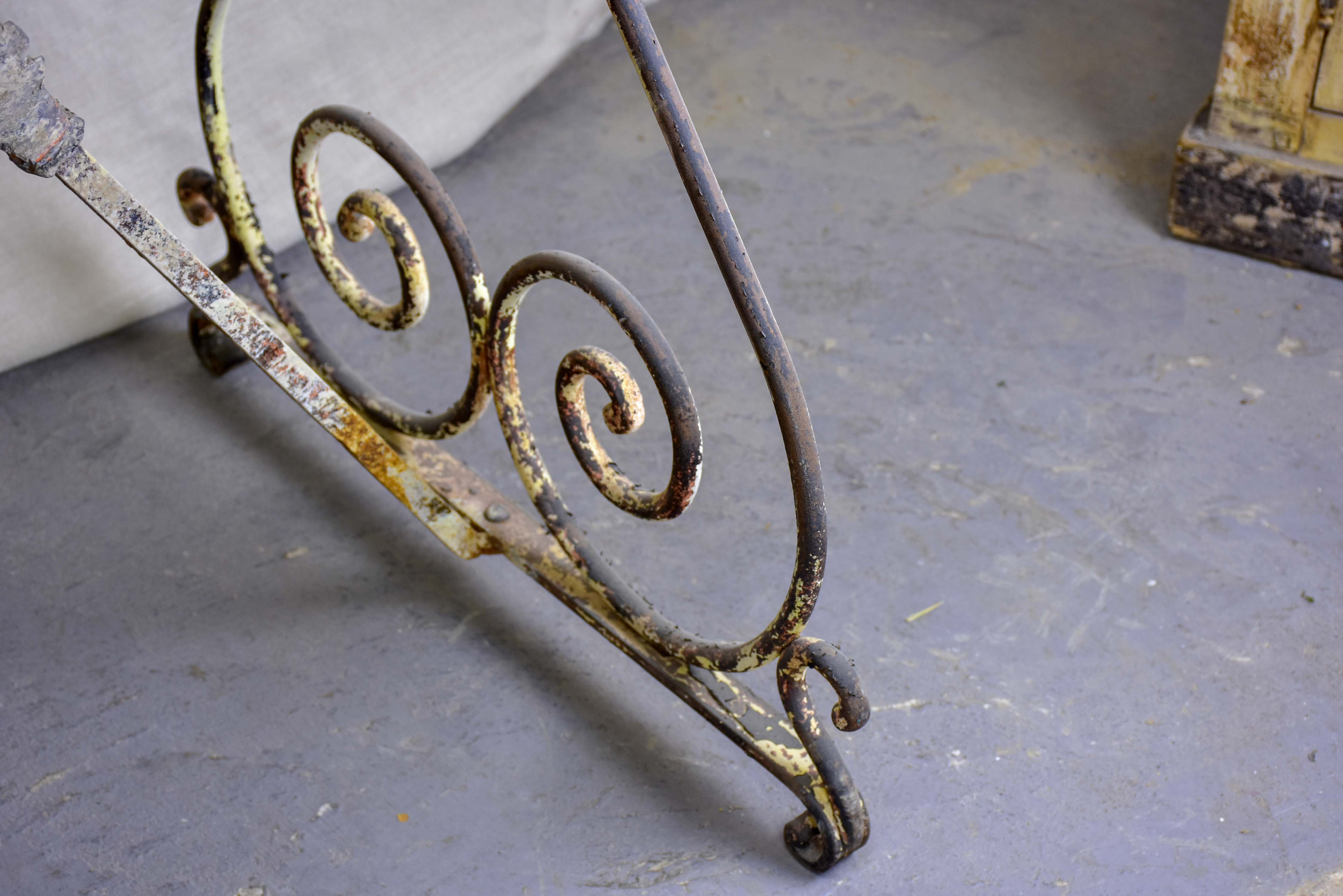 Rectangular French garden table with marble top