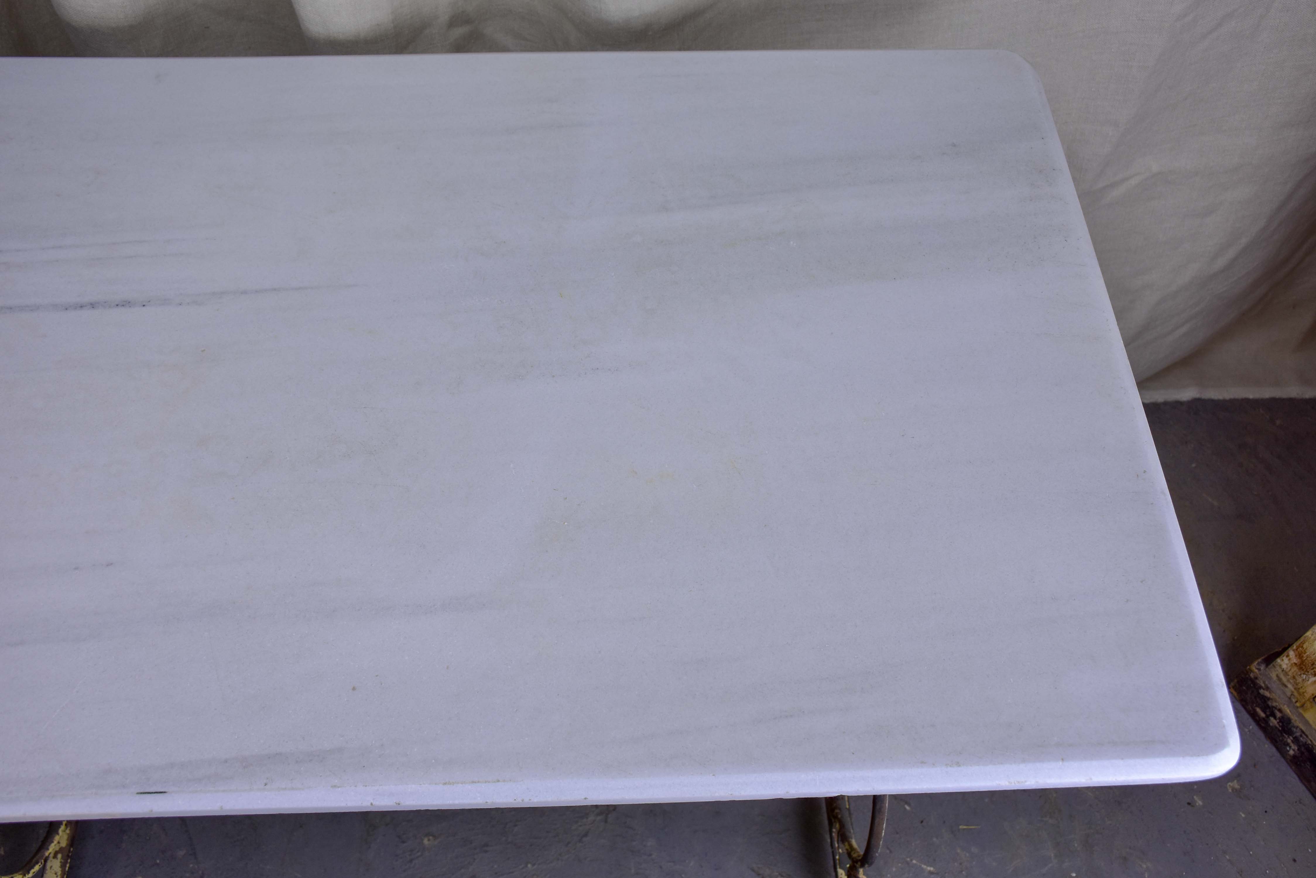 Rectangular French garden table with marble top