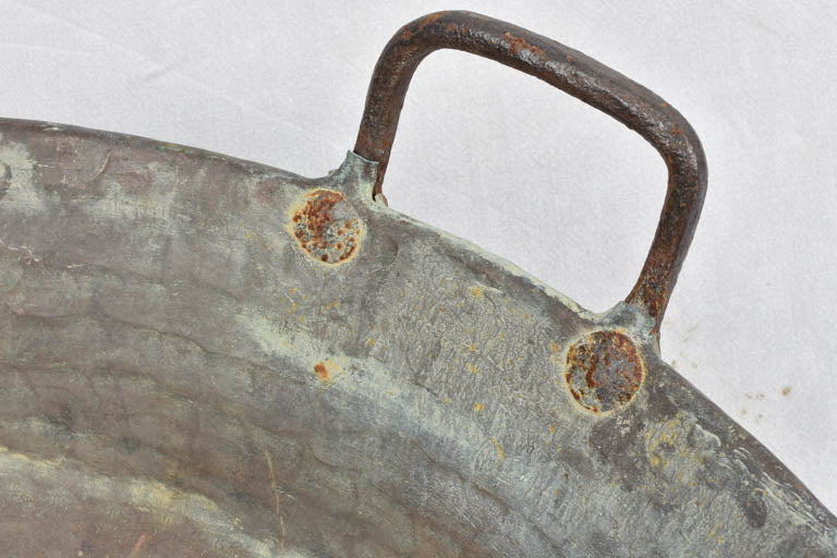 Extra large French copper w/ 2 handles 33¾"
