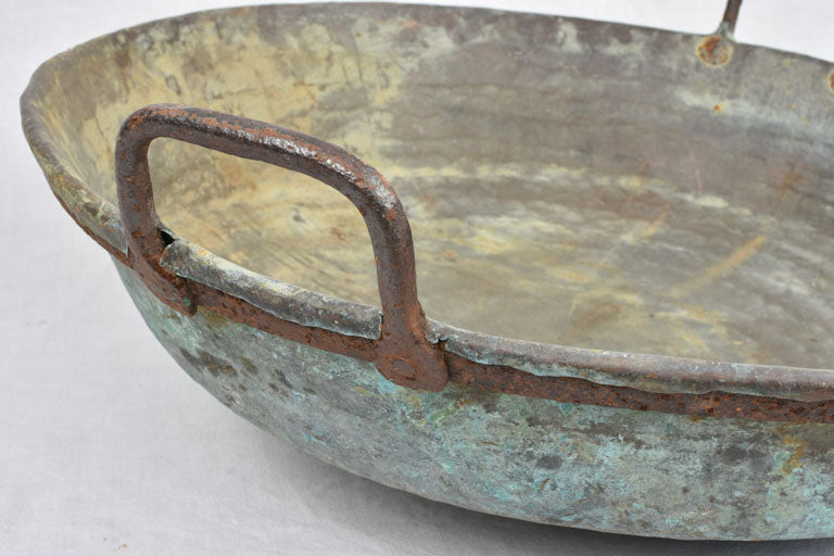 Extra large French copper w/ 2 handles 33¾"