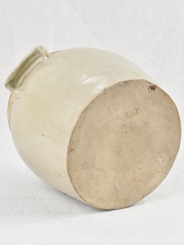 Small antique earthenware crock pot - light gray 7½"