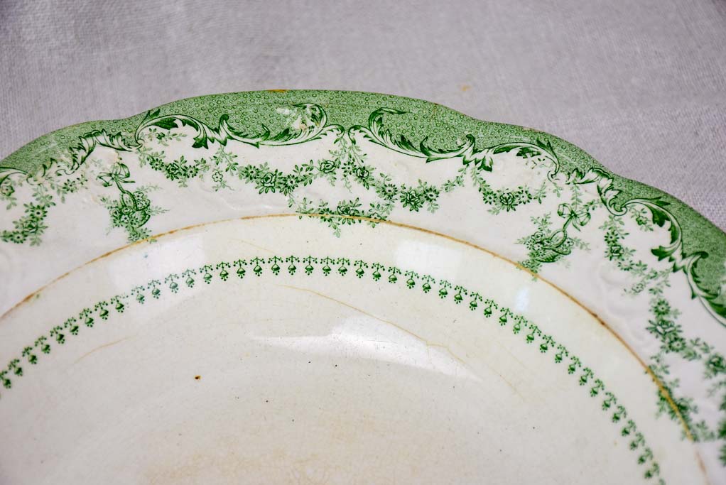 Antique English serving bowls and plates - 'Como' green