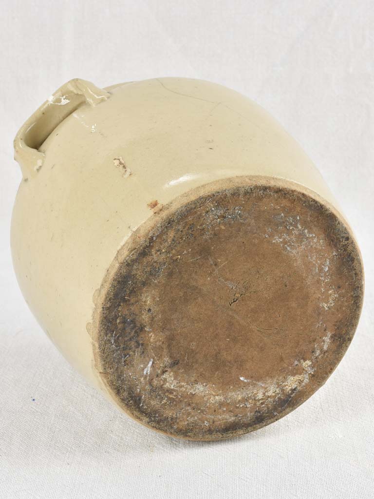 Small earthenware crock pot - green / gray 8"