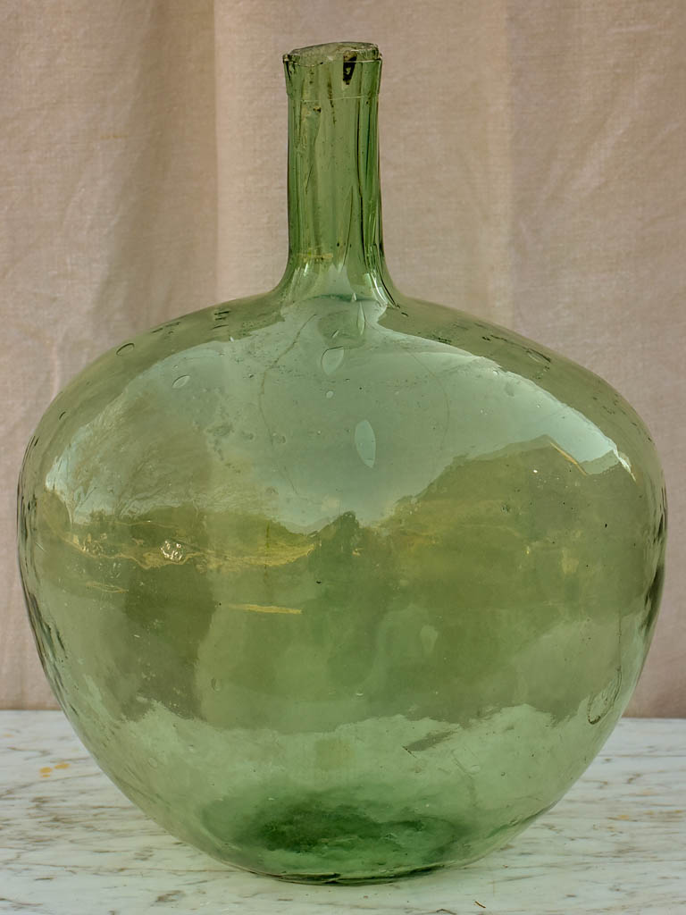 Antique French oval demijohn bottle 2/2 - blue / green