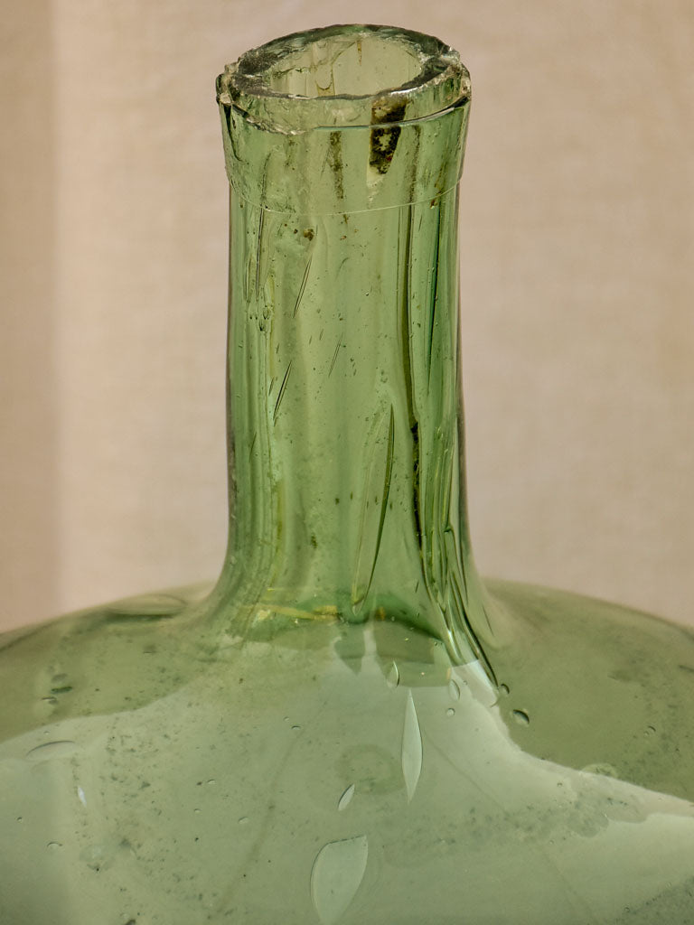 Antique French oval demijohn bottle 2/2 - blue / green