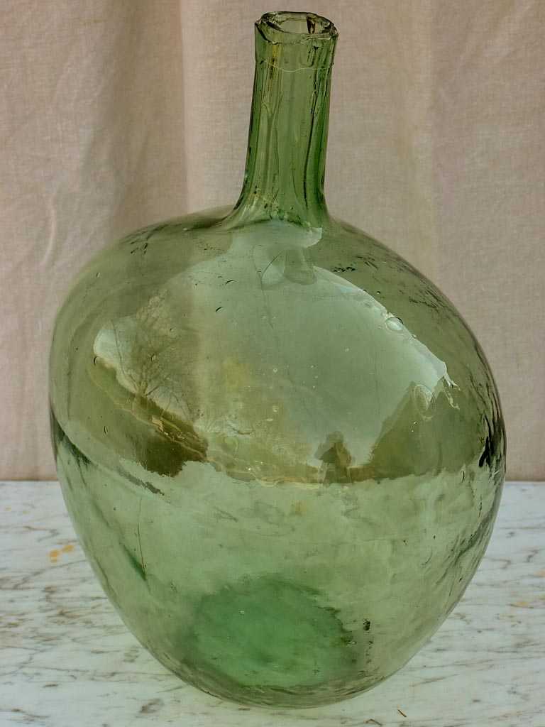 Antique French oval demijohn bottle 2/2 - blue / green