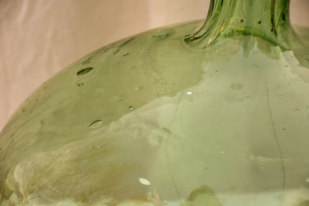 Antique French oval demijohn bottle 2/2 - blue / green