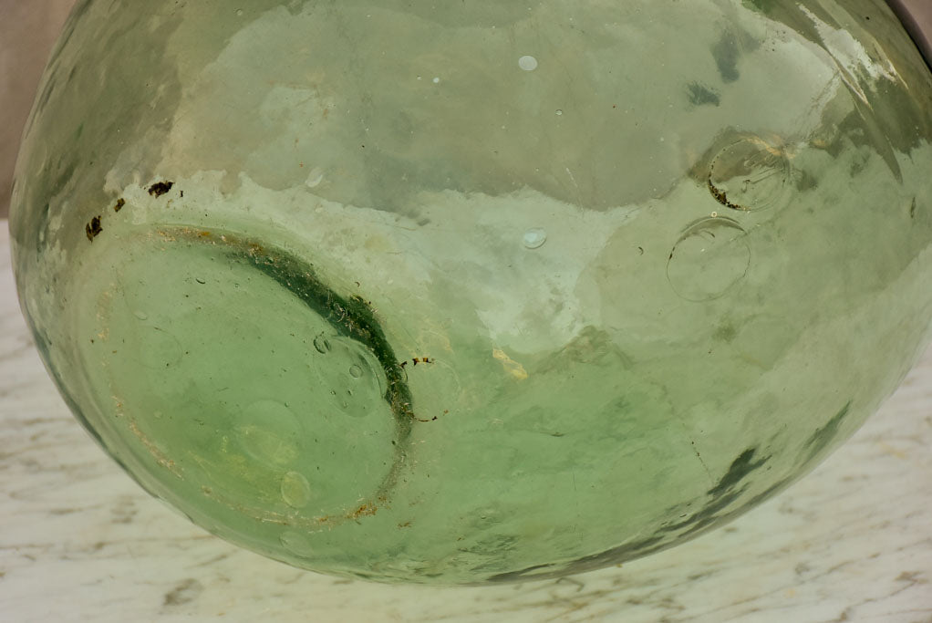 Antique French oval demijohn bottle 2/2 - blue / green