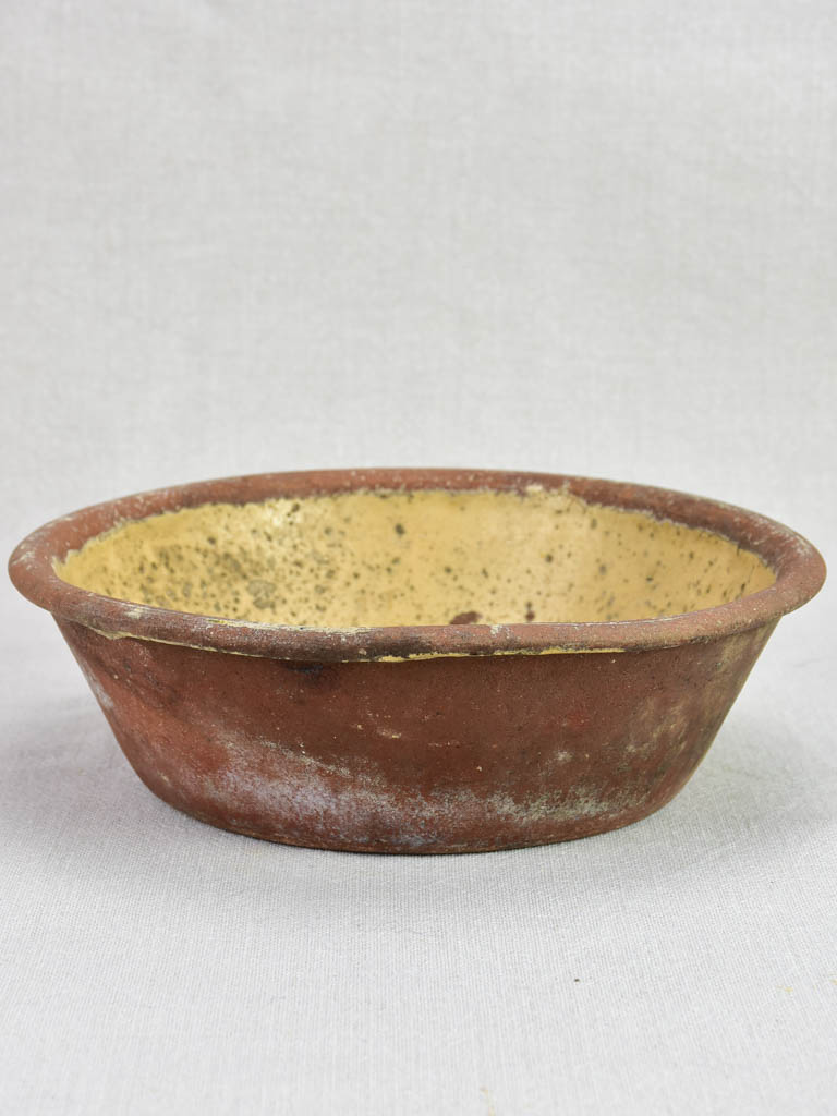 Antique French terracotta bowl with flowers 9¾"