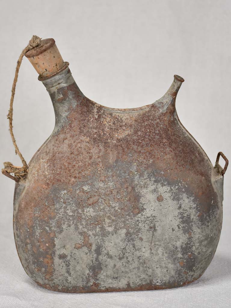 Timeworn, vintage French military water canister