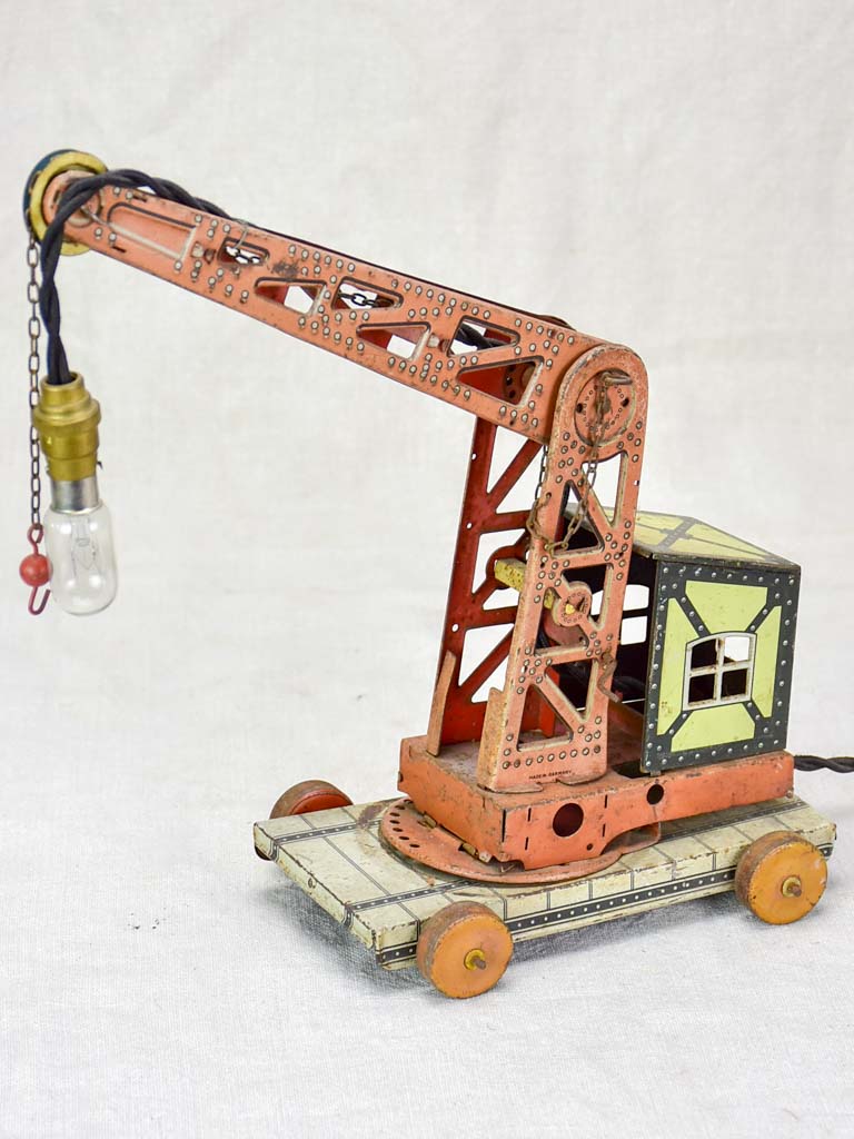 Antique toy crane lamp from the 1930's