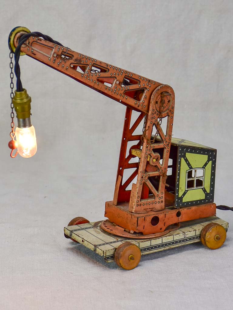 Antique toy crane lamp from the 1930's