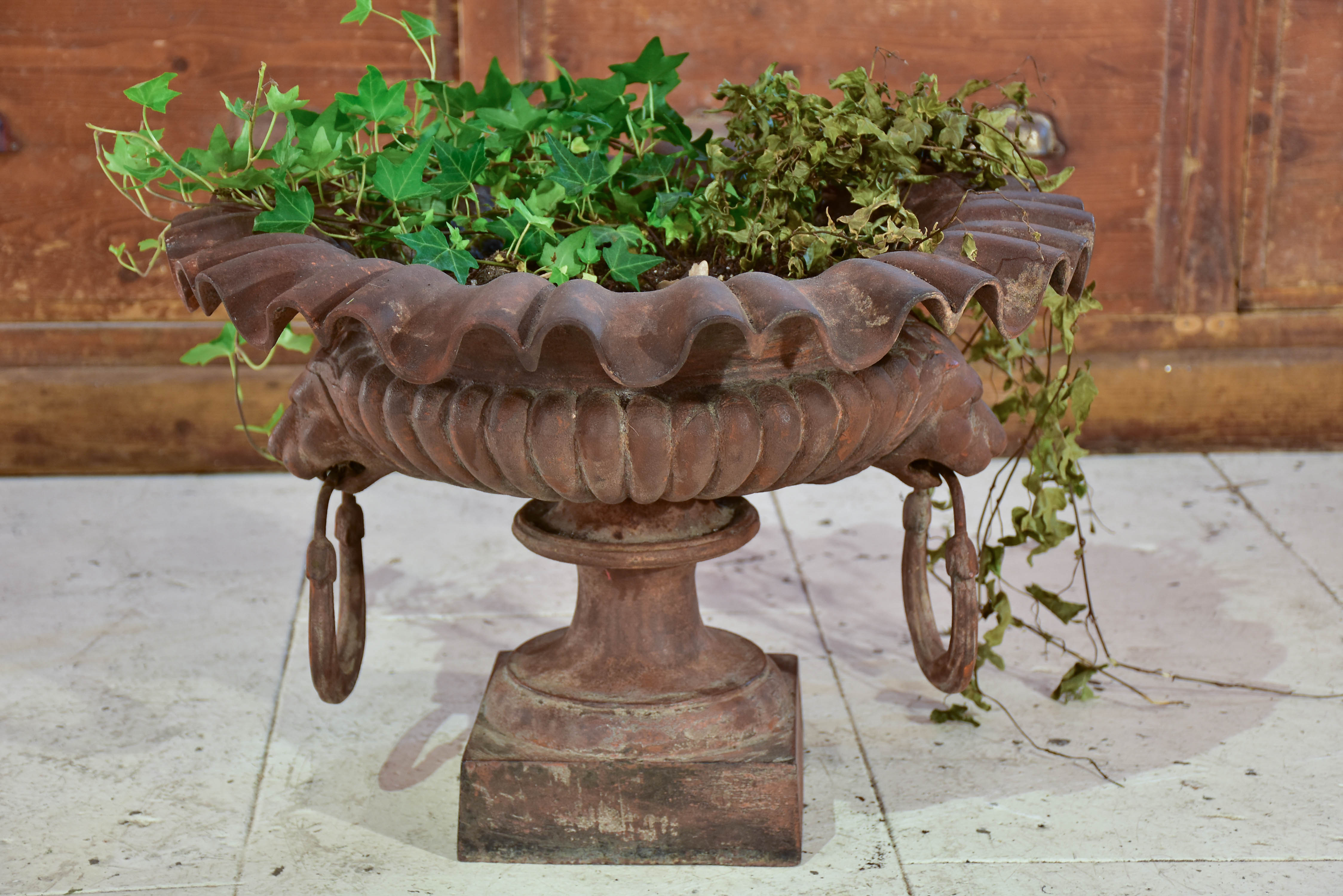 19th century cast iron French garden urn with handles
