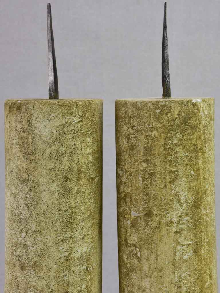 Four large stone candlesticks 16½"