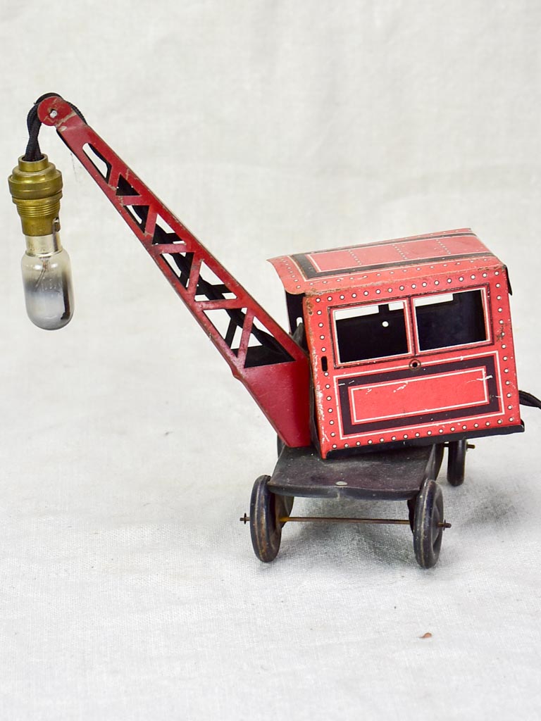 French toy crane lamp from the 1930's - red
