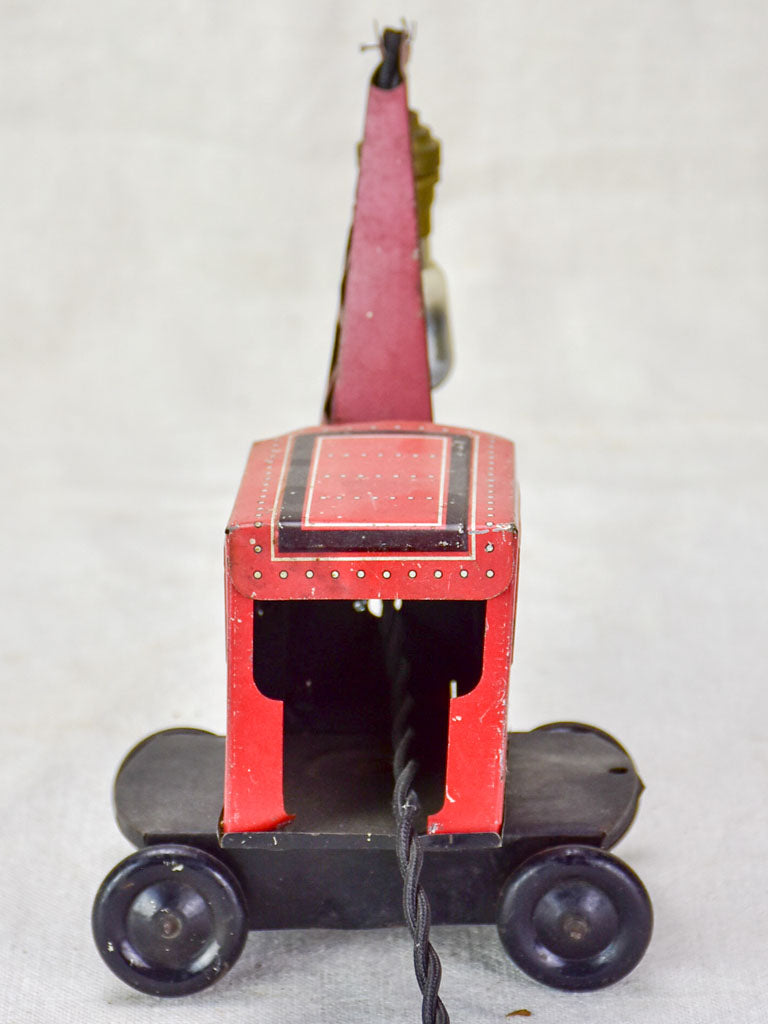 French toy crane lamp from the 1930's - red