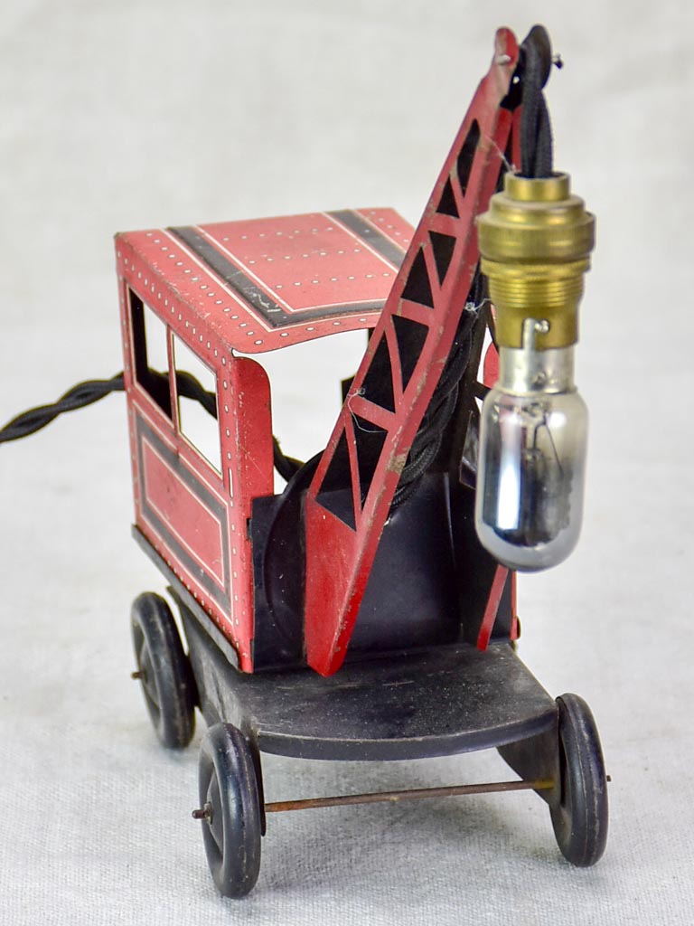 French toy crane lamp from the 1930's - red