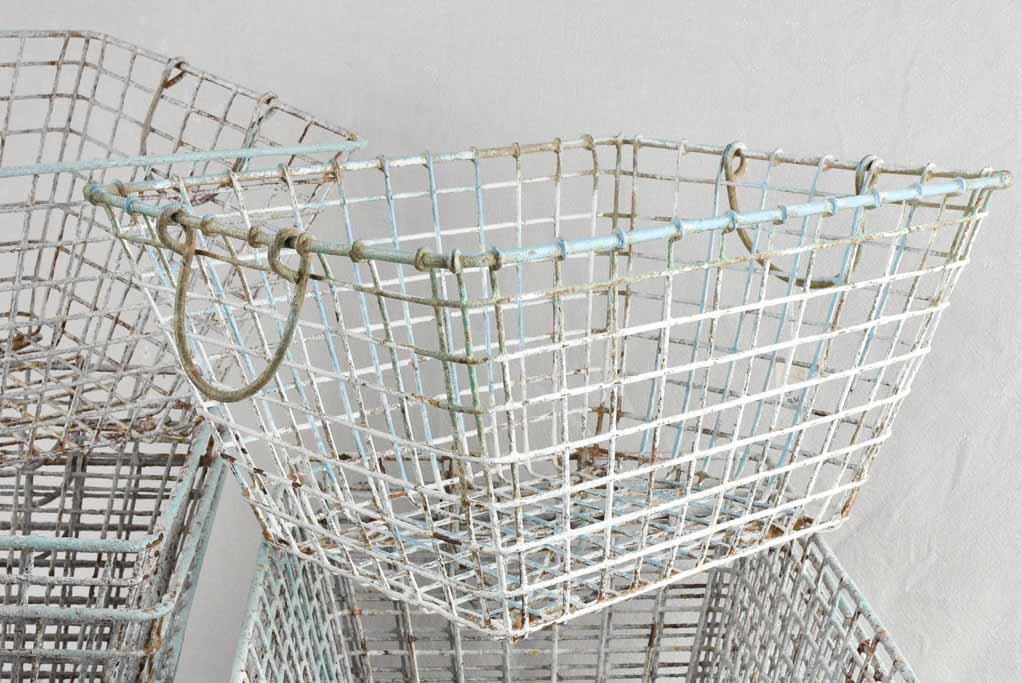 Set of 8 Oyster Baskets with white patina 25½"