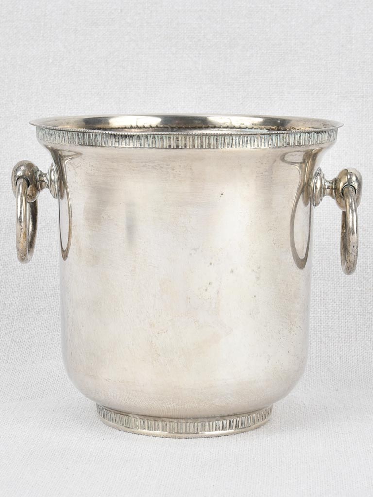 Ice bucket, silver plated, loop handles, 1930s, 5"