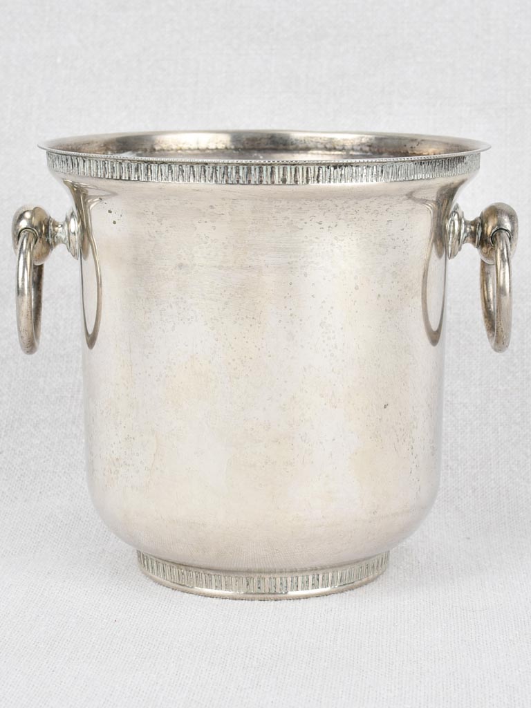 Ice bucket, silver plated, loop handles, 1930s, 5"