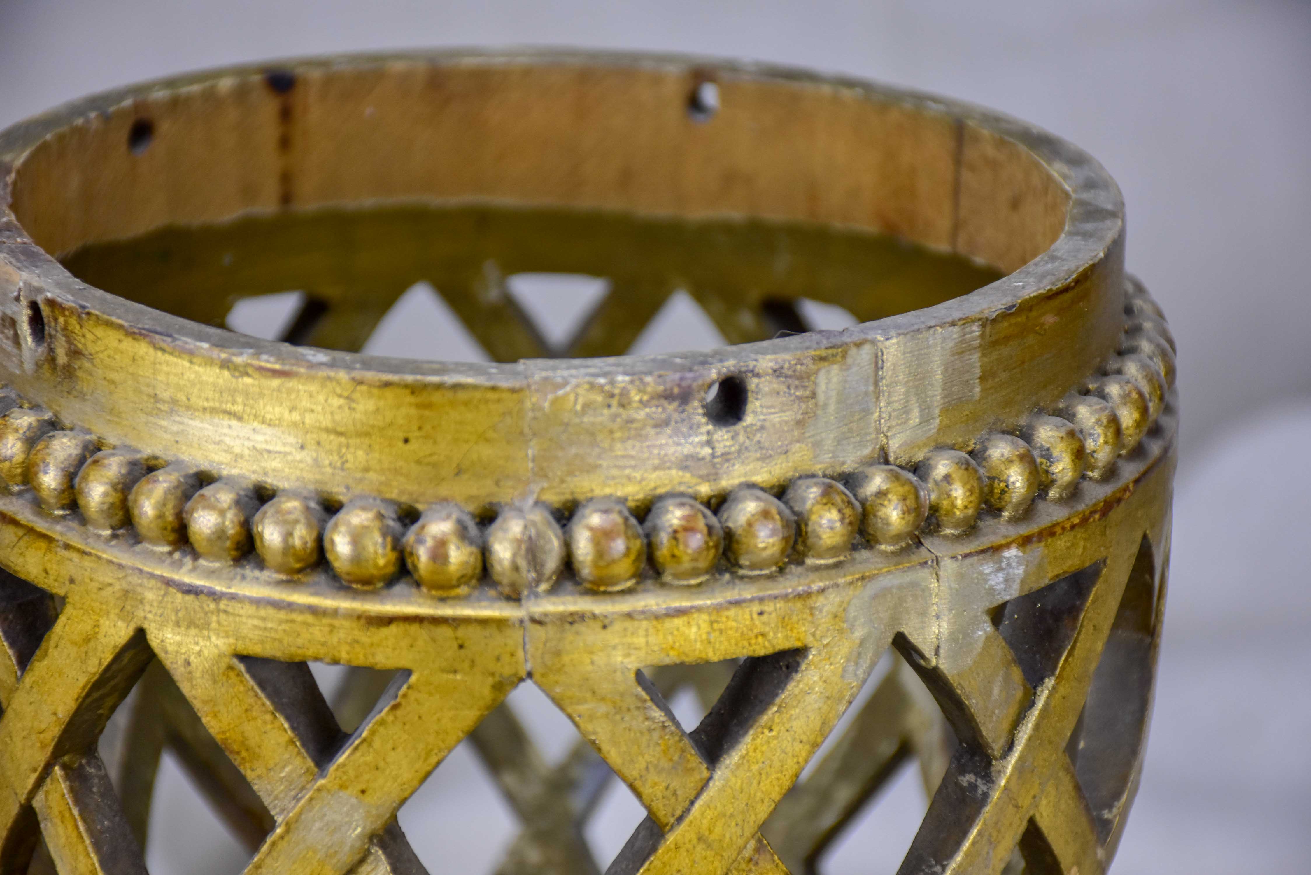 Antique French giltwood lattice cup